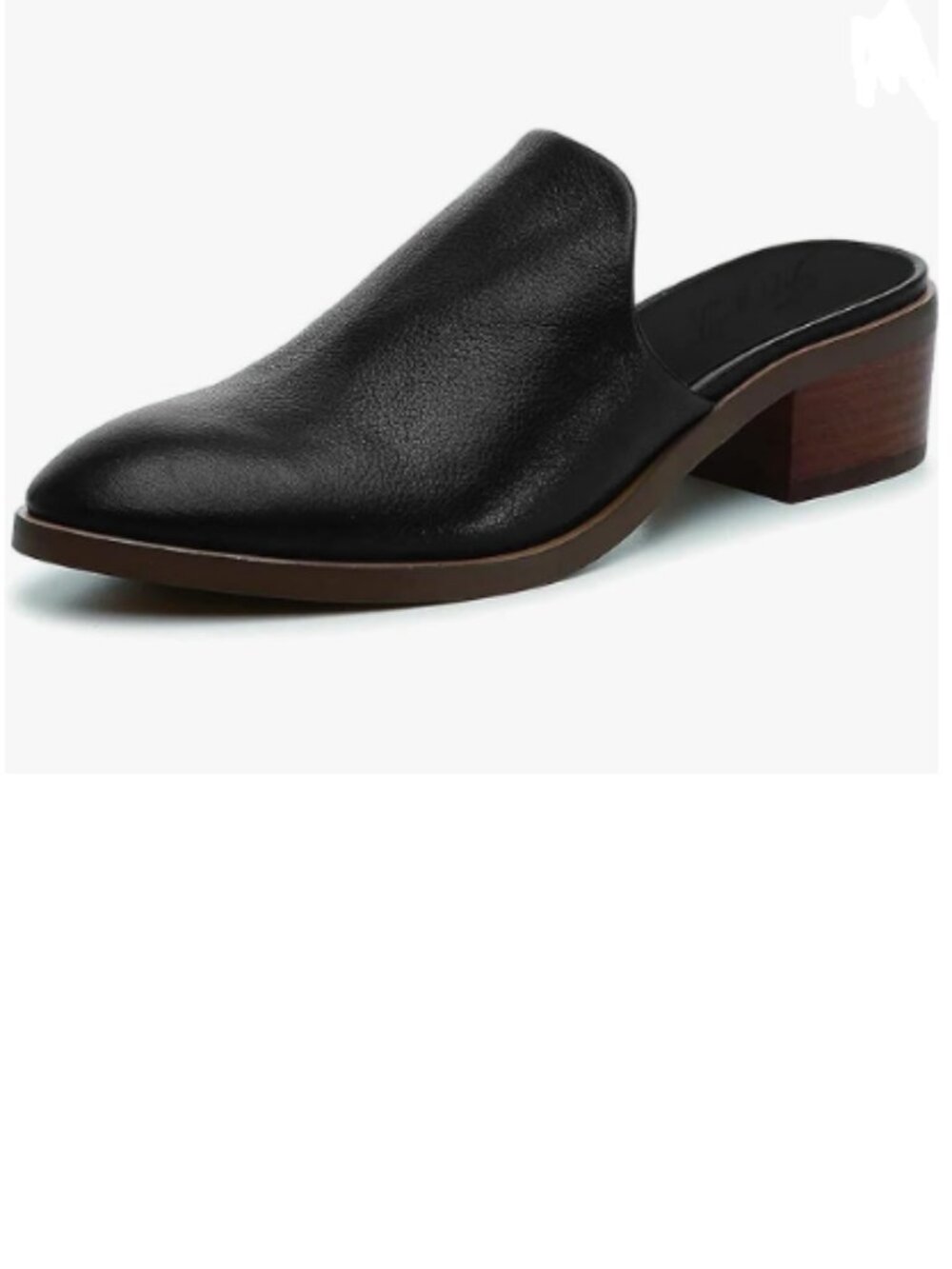FOWT Black Round Toe Mules Slip On Retro Loafer Low Chunky Heel Slides Slippers